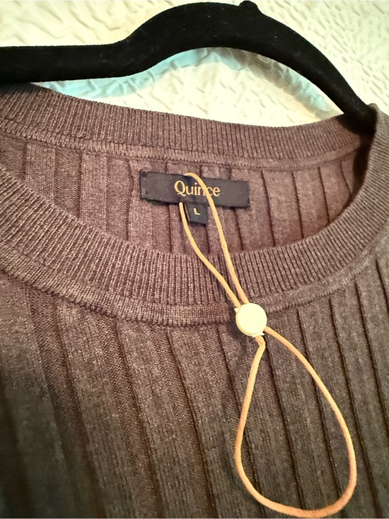 Quince Sweaters - Quince Ribbed Cotton Cashmere Crewneck Sweater, Mocha Heather, Large